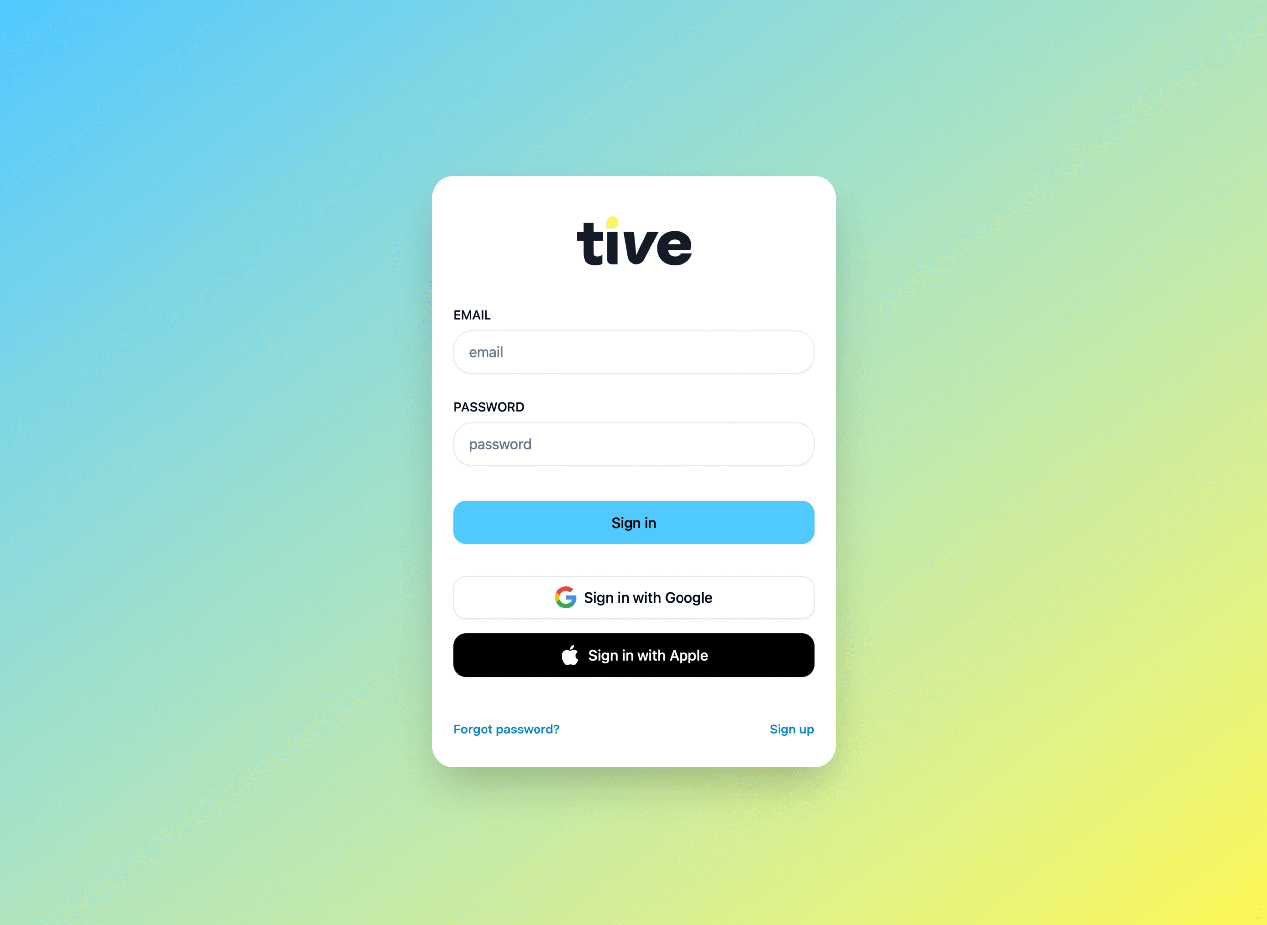 Tive sign-in screen inside the Zoom app panel.